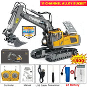 Oike 4WD Remote Control Excavator Alloy Dump Truck Bulldozer Radio Model RC Car Construction Vehicle with Lights Sound Toy Gift