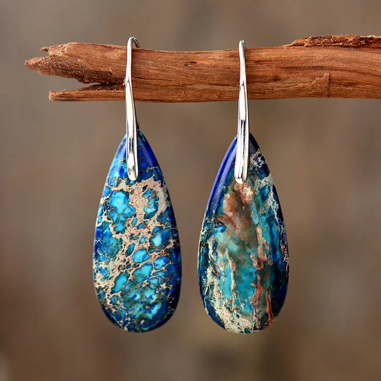 Bohemian Emperor Stone Geometric Pendant Earring Popular Natural Stone Jewelry Earrings for Women Luxury Boho Original earring