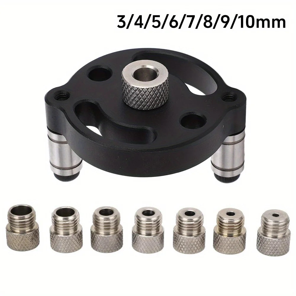 Self‑Centering Dowel Jig, Handheld Straight‑Hole Drill Guide Locator, Wood Panel Punching Tool for Woodworking Furniture Joints