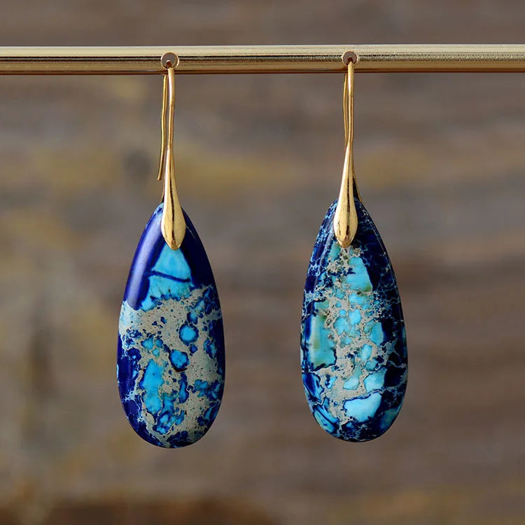 Bohemian Emperor Stone Geometric Pendant Earring Popular Natural Stone Jewelry Earrings for Women Luxury Boho Original earring
