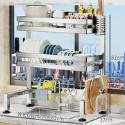 Kitchen Storage Rack Countertop Sink Shelf Bowl Draining Rack Multifunctional Dish Cutlery Knife Spoon Sink Rack Set Organizer