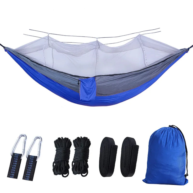 Lightweight Portable Outdoor Camping Hammock with Mosquito Net High Strength Parachute Fabric Hanging Bed Hunting Sleeping Swing