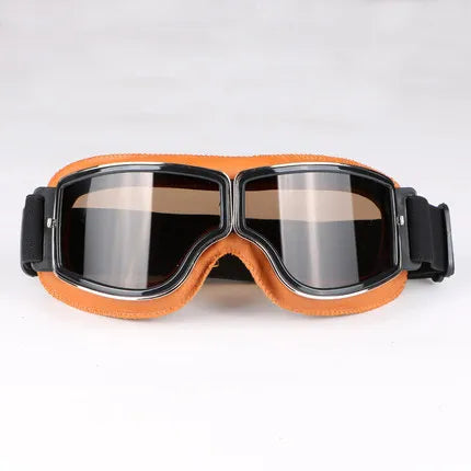 Motorcycle Glasses Windproof Motorcycle Helmet Glasses Sunglasses Retro Universal Folding Leather Retro Motorcycle Accessories