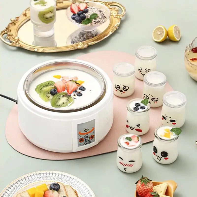 DMWD Fully Automatic Yogurt Maker 1.5L Stainless steel liner Thermostatic Rice wine Enzyme Natto Fermenter With Sealed glass cup