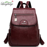 2024 New Women Leather Backpacks High Quality Female Vintage Backpack For Girls School Bag Travel Bagpack Ladies Back Pack