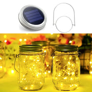 Solar Mason Jar Lights 20 LED Waterproof Fairy Firefly Jar Lid with Handles Lights For Patio Garden Wedding Decoration（No Jars）