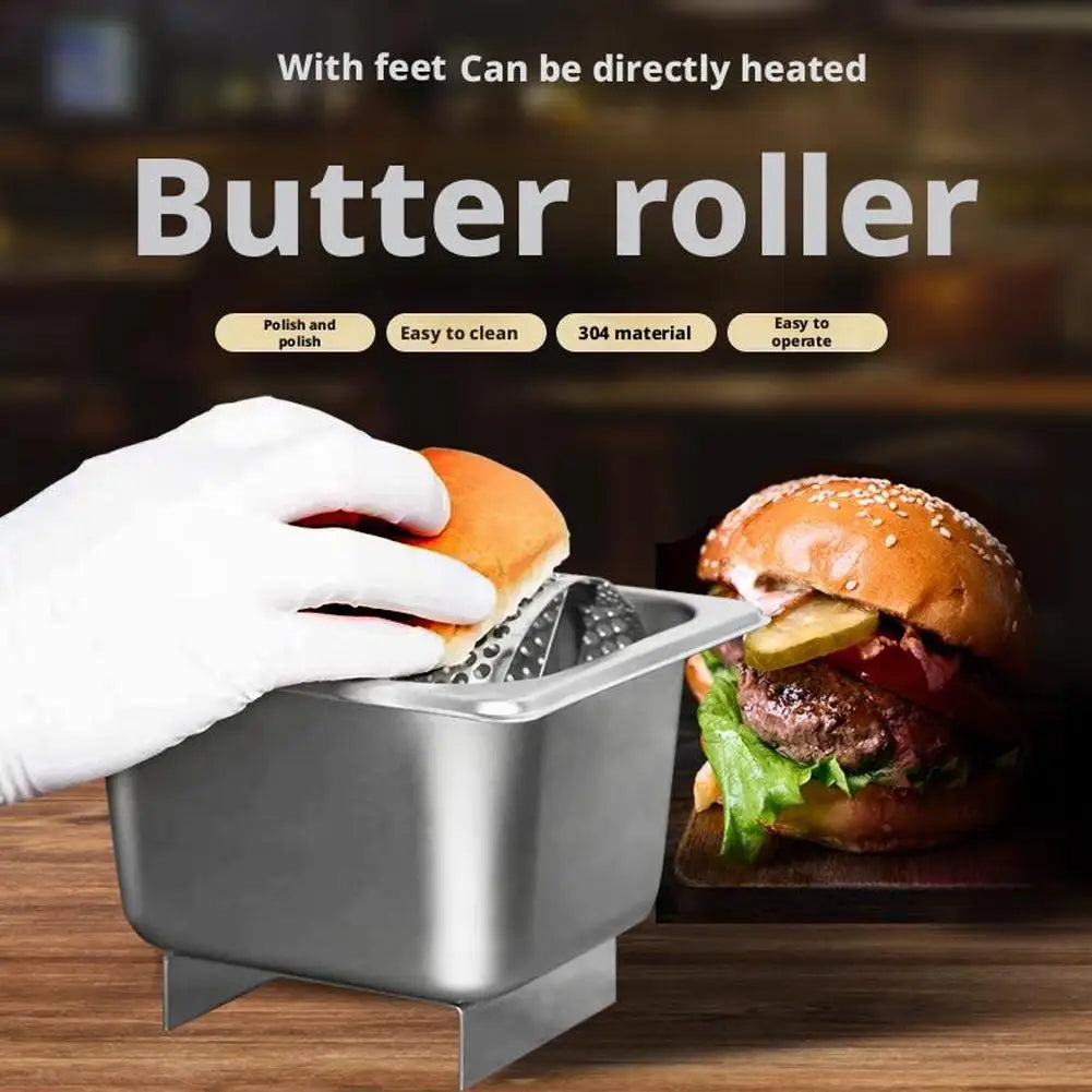 Stainless Steel Butter Roller with Base Butter Spreader Wheel Efficient Labor-saving Butter Dispenser American Burger Tool