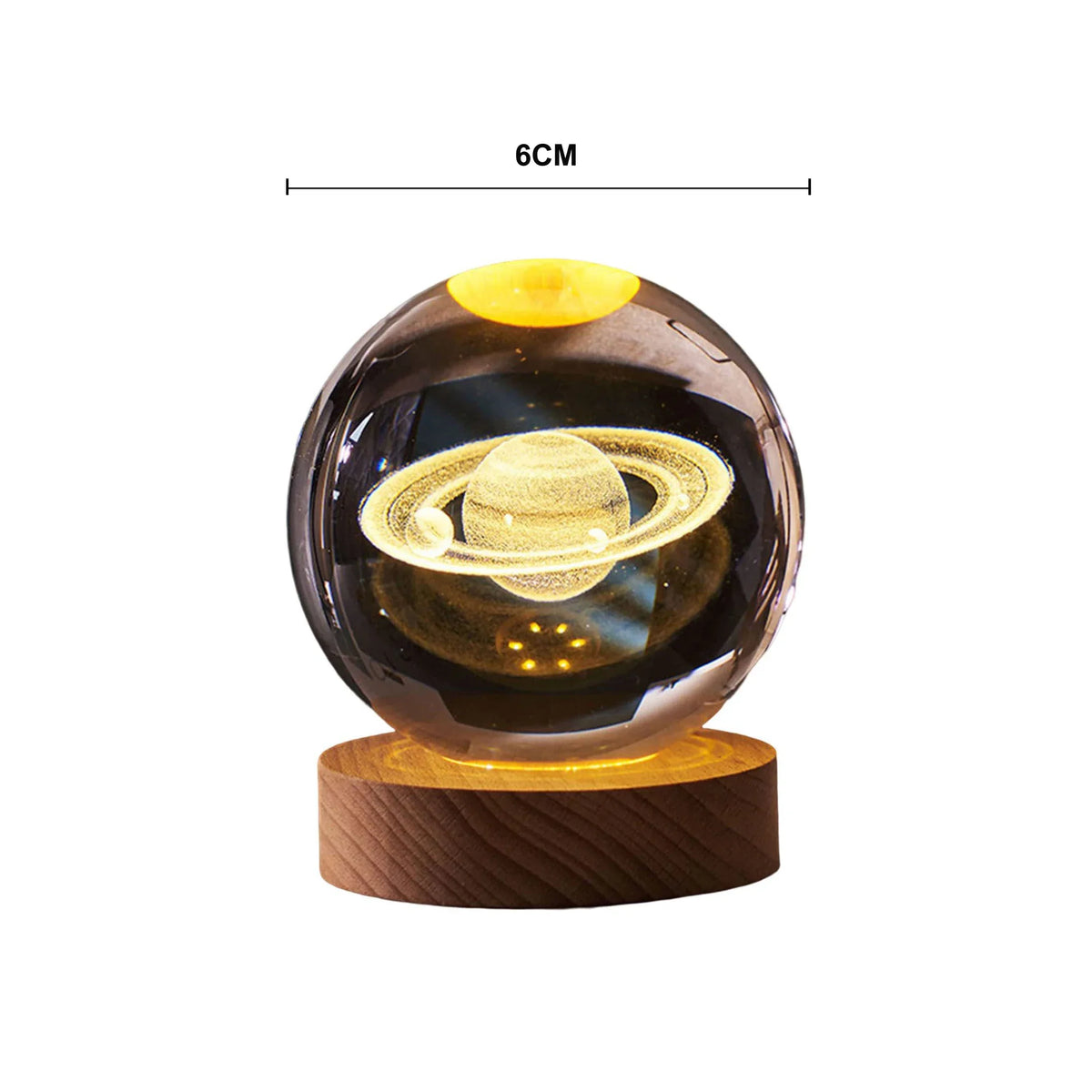 GGbingo 6cm Bedside RGB Lamp Solar Theme Cosmos Series Crystal Ball Night Lights Milky Way Moon for Desk Creative Gift