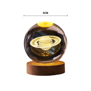 GGbingo 6cm Bedside RGB Lamp Solar Theme Cosmos Series Crystal Ball Night Lights Milky Way Moon for Desk Creative Gift