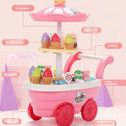 Children's Girls Play Every House Ice Cream Candy Ice Cream Truck, Puzzle Simulation Cart Kitchen Toy Set