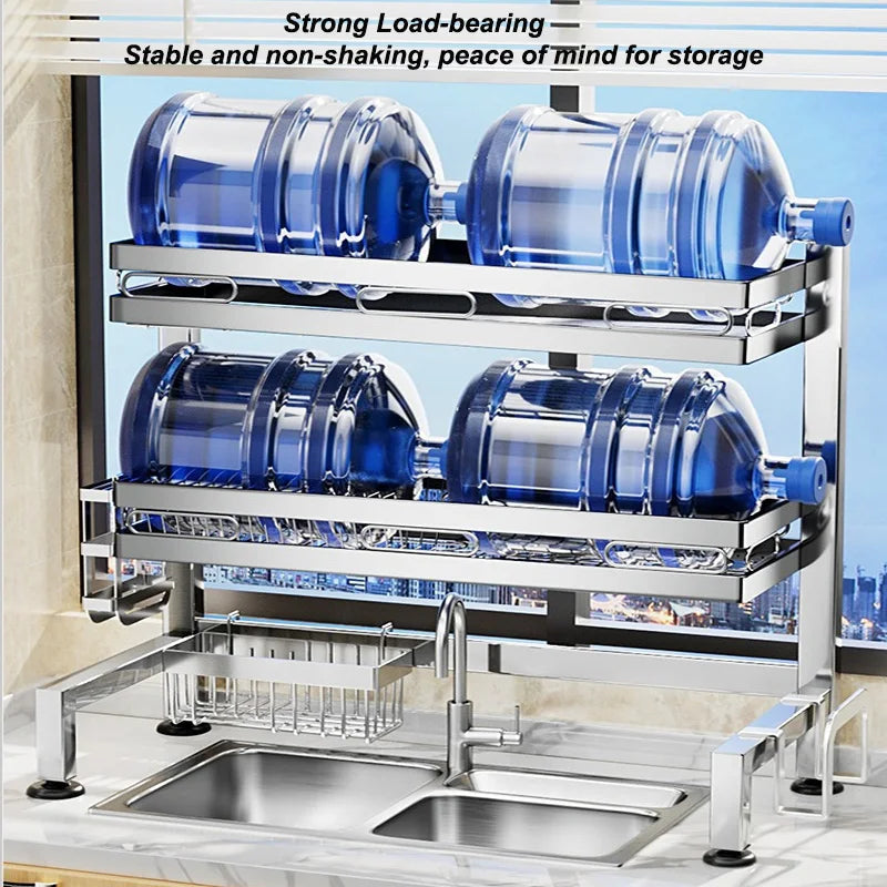 Kitchen Storage Rack Countertop Sink Shelf Bowl Draining Rack Multifunctional Dish Cutlery Knife Spoon Sink Rack Set Organizer