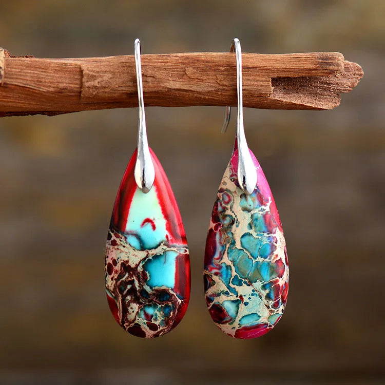 Bohemian Emperor Stone Geometric Pendant Earring Popular Natural Stone Jewelry Earrings for Women Luxury Boho Original earring