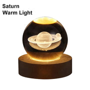 GGbingo 6cm Bedside RGB Lamp Solar Theme Cosmos Series Crystal Ball Night Lights Milky Way Moon for Desk Creative Gift