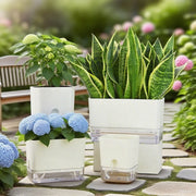 Self Watering Pot Double-deck Magnetic Plastic Self-absorbent Cotton Lazy Flower Pot Fashion Flowerpot Home Garden Pots Supplies