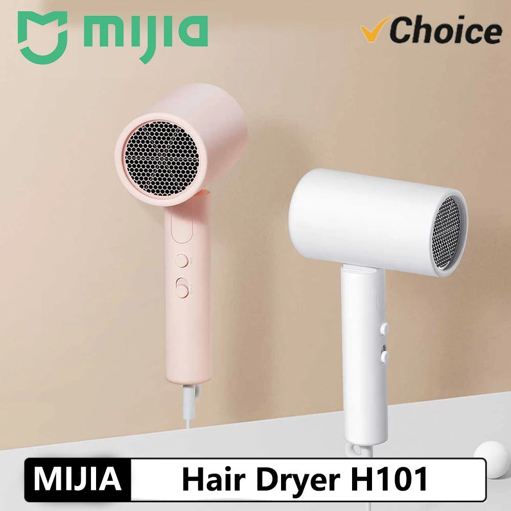 MIJIA Foldable Portable Hair Dryer H101,15m/s Airflow,50 million Negative Ion Dryers,4 Mode,1600W,220V CN Version With Adapter