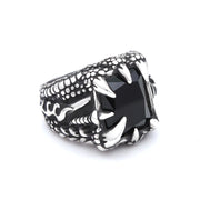 Gothic Vintage Dragon Claw Ring Punk Hip Hop Stainless Steel Black Stone Rings For Men Women Fashion Party Jewelry Accessories