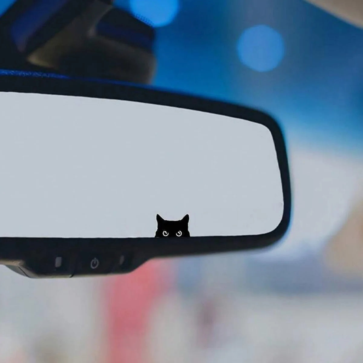 Black cat peeker car interior decal, view 2