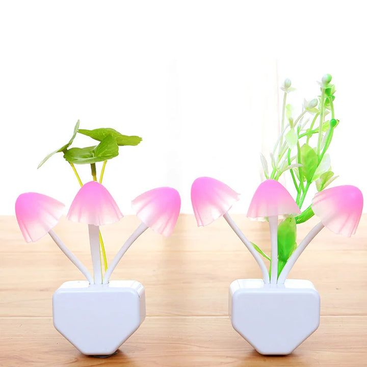 LED Mushroom Night Indoor Wall Light US EU Plug Romantic Colorful Bulb Bedside Atomsphere Lamp Home Illumination Decoration