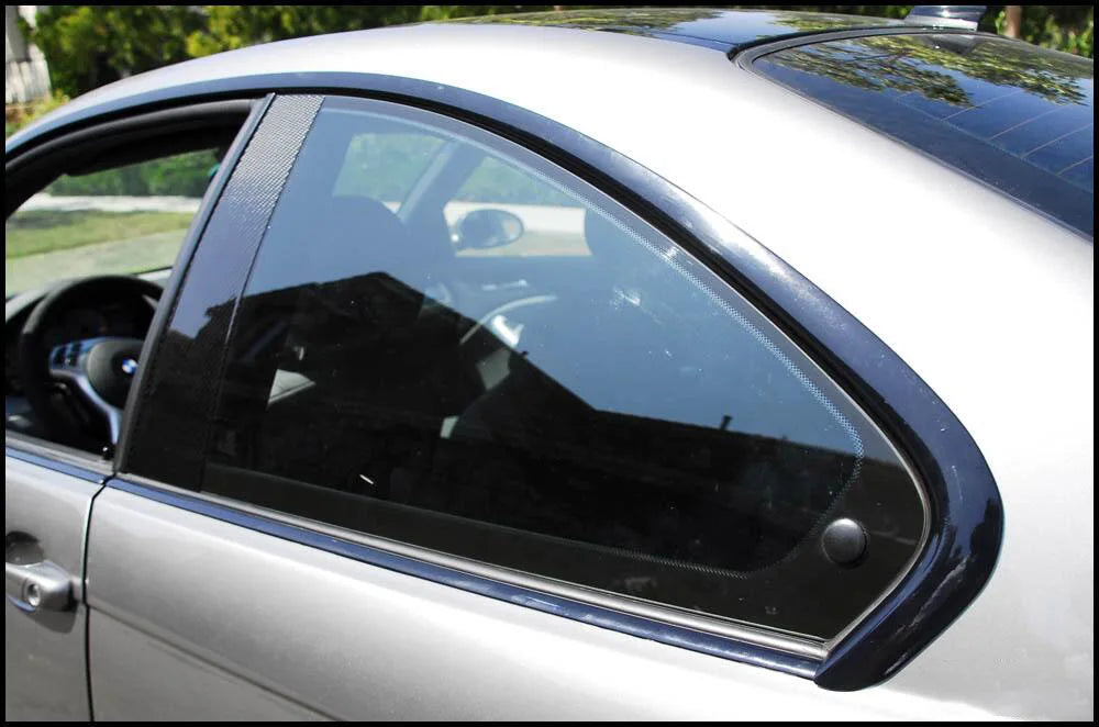 Glossy black chrome delete vinyl tape roll, view 2