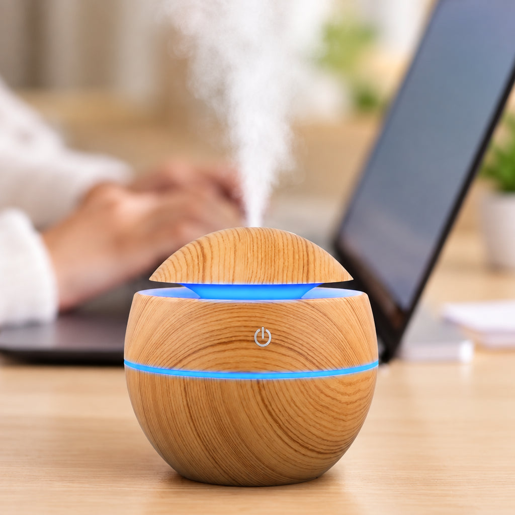 Mini Woodgrain Ultrasonic USB Essential Oil Diffuser Portable Desktop Aromatherapy Air Humidifier for Home Office Use