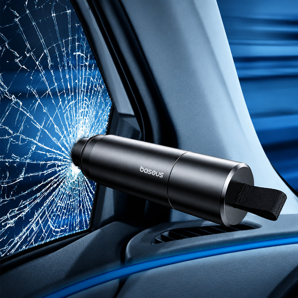 Baseus Car Window Glass Breaker Safety Hammer Seat Belt Cutter Auto Life-Saving Escape Emergency Accessoyies Tool Kit
