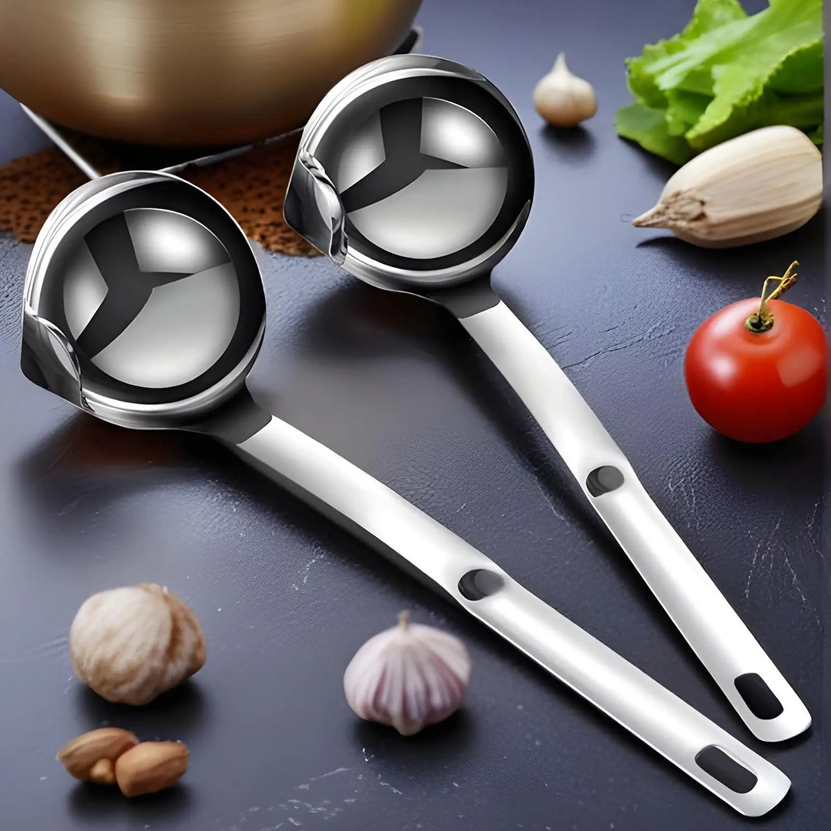 Stainless steel fat skimmer ladle, view 5